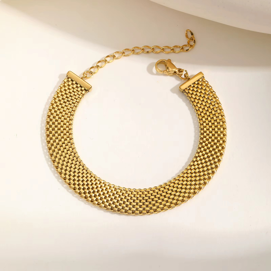Meaeguet Damen-Armband, Edelstahlkette, 18 Karat PVD-vergoldet, Mesh-Glieder - Bild 3