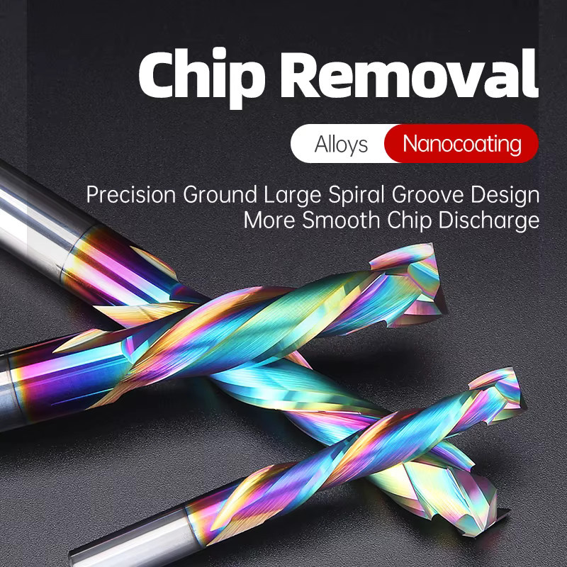 HUHAO 2-Schneiden Spiral-Hartmetallfräser mit 1/2 Zoll Schaft, DLC-beschichteter Kompressionsfräser für die Holzbearbeitung - Bild 4