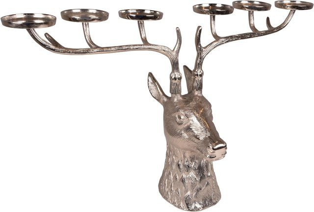 DELUKE Kerzenhalter TIM in Hirschform aus Aluminium, Silber, B: 52 cm, T: 29 cm, H: 88 cm - Bild 1