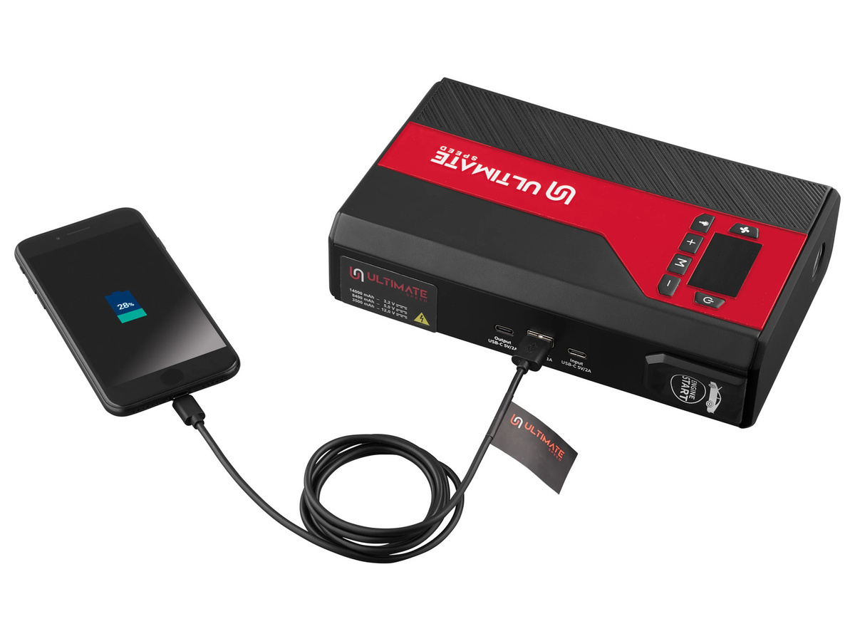 ULTIMATE SPEED Autostarthilfe UPK 10 H5 mit Powerbank und Kompressor in Rot/Schwarz - Bild 3