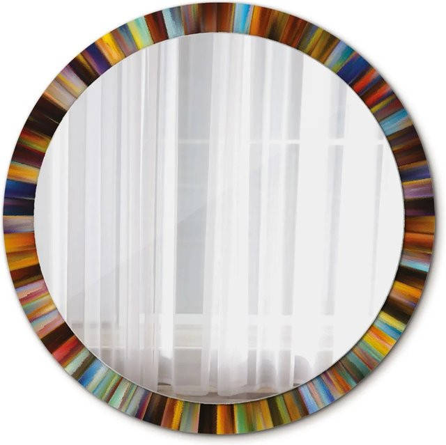 Tulup Rundspiegel mit Motivdruck Bunte Strahlen in Multicolour, Durchmesser: 100 cm - Bild 1