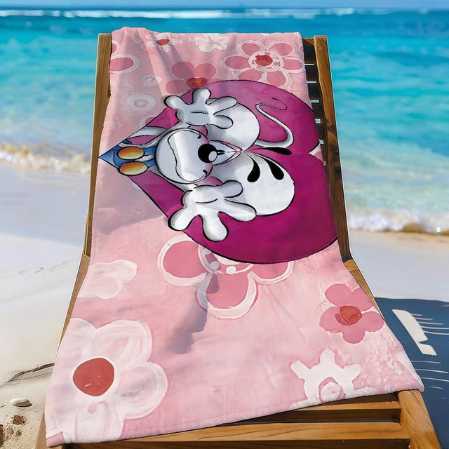 Diddl Ratte Maus Strandtuch von Ka Chen Mutong, schnelltrocknend und sanddicht, weiß und pink, B: 102 cm, H: 193 cm - Bild 1