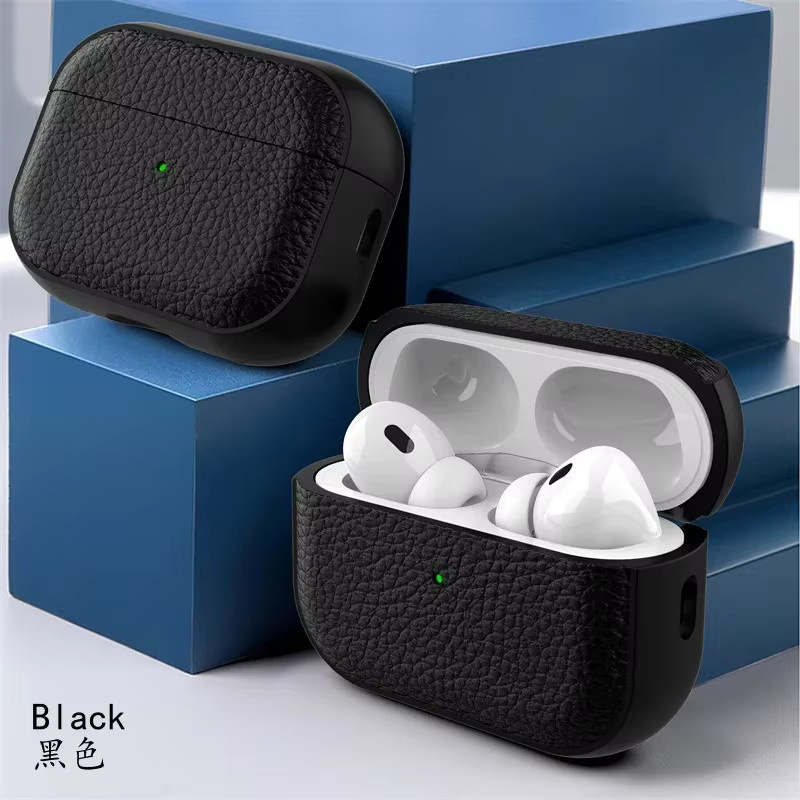 Lederstruktur-Schutzhülle für Apple AirPods 1, 2, 3, 4 und Pro in Orange oder Schwarz - Bild 3