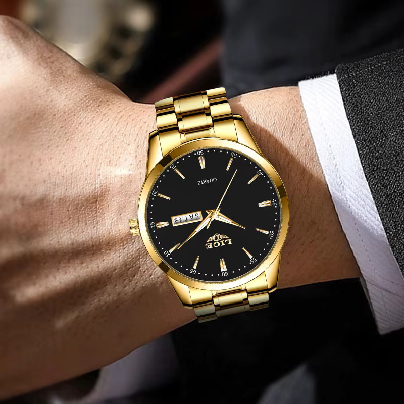 LIGE Armbanduhr Quarz, Edelstahl, Schwarz, Herren - Bild 6