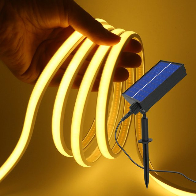 KISUFU Solar-COB-LED-Streifenlicht in Warmweiß, wasserdicht, 320 LED/m, DC 24 V, Breite: 11 mm, Höhe: 6 mm - Bild 1