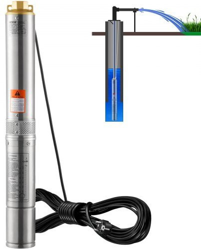 VEVOR Tiefbrunnen-Tauchpumpe aus Edelstahl, 370W, 230V, max. 5,3 m³/h Förderleistung und 50 m Förderhöhe, IP68 wasserdicht für industrielle Bewässerung und Heimgebrauch - Bild 1