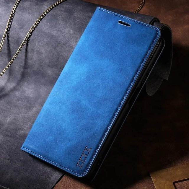 Samsung Galaxy Smartphone Brieftasche Flip-Lederhülle in Blau - Bild 1