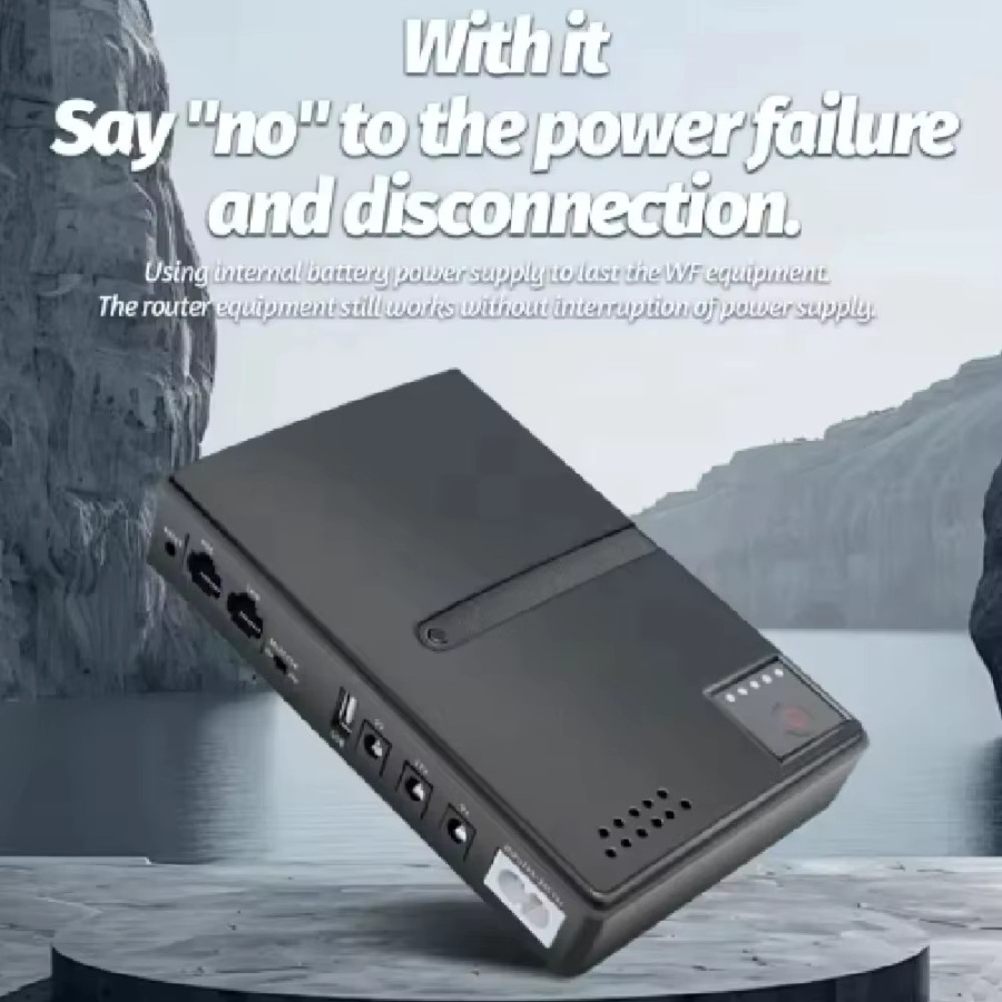 TTAKA7 Mini DC USV Unterbrechungsfreie Stromversorgung für Router und WLAN-Modem, 5V 9V 12V 220V, Schwarz, mit austauschbarem 18650 Akku - Bild 4