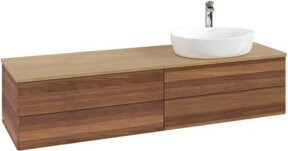 V&B Waschtischunterschrank Antao ohne Frontstruktur mit Beleuchtung in Eiche Honig und Braun, B/T: 160 x 50 cm - Bild 1