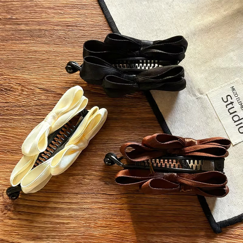 SWINATE Haar Clips, Satin Bögen, Schwarz Braun, Damen - Bild 5