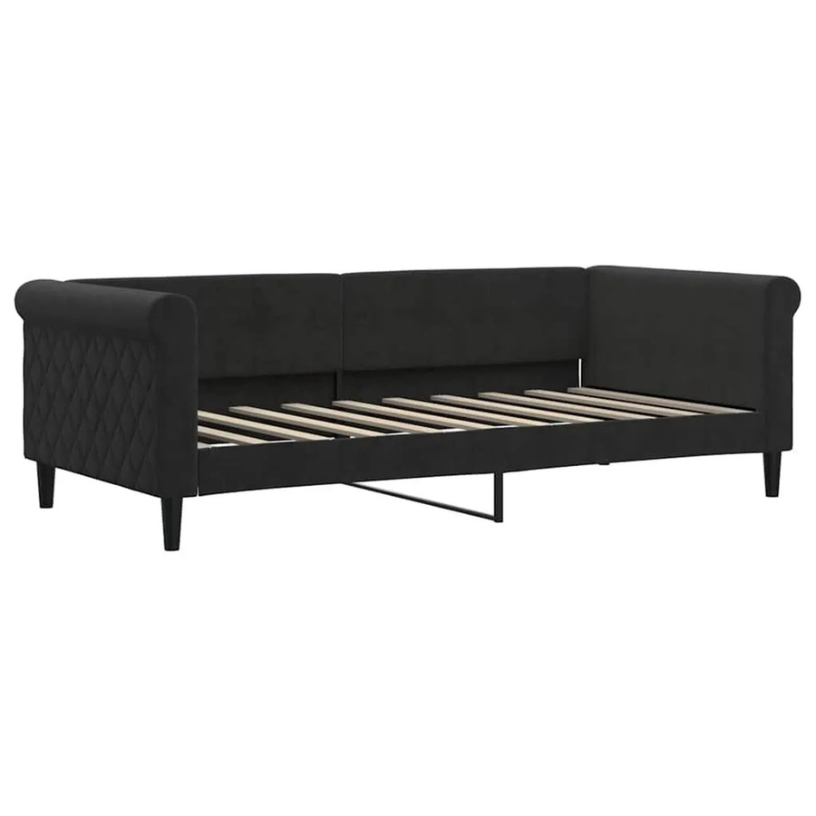 vidaXL Tagesbett in Schwarz aus Samt mit Schlaffunktion und Armlehnen, B/T/H: 90 x 190 cm - Bild 2