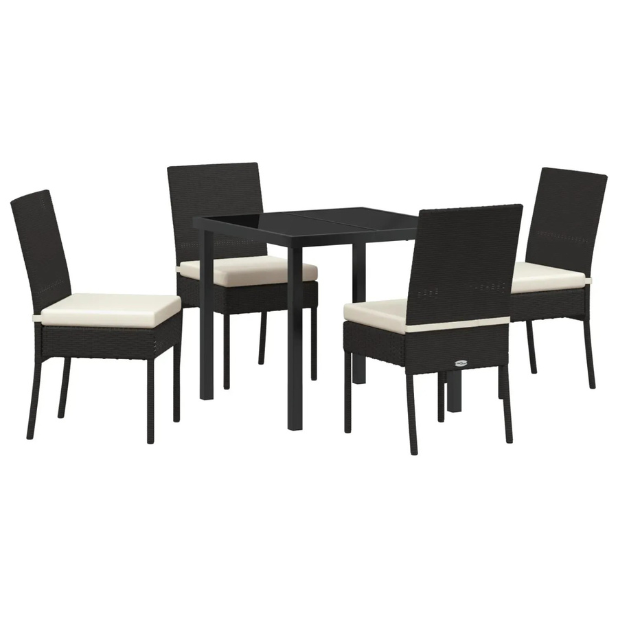 vidaXL Garten Essgruppe 5-teilig aus Poly-Rattan und Stahl in Schwarz mit Glastisch - Bild 2