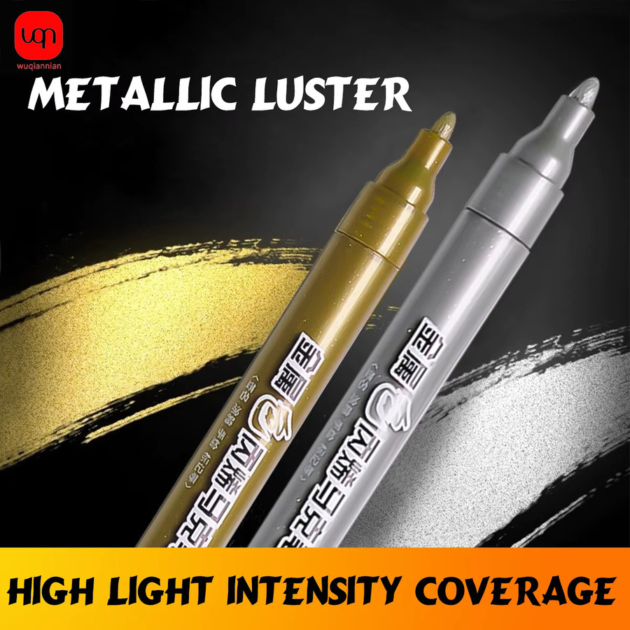 WQN Metall Pinselstift-Set für Comic, Basteln und Handmalerei in Gold, Silber und Burgunderrot - Bild 3
