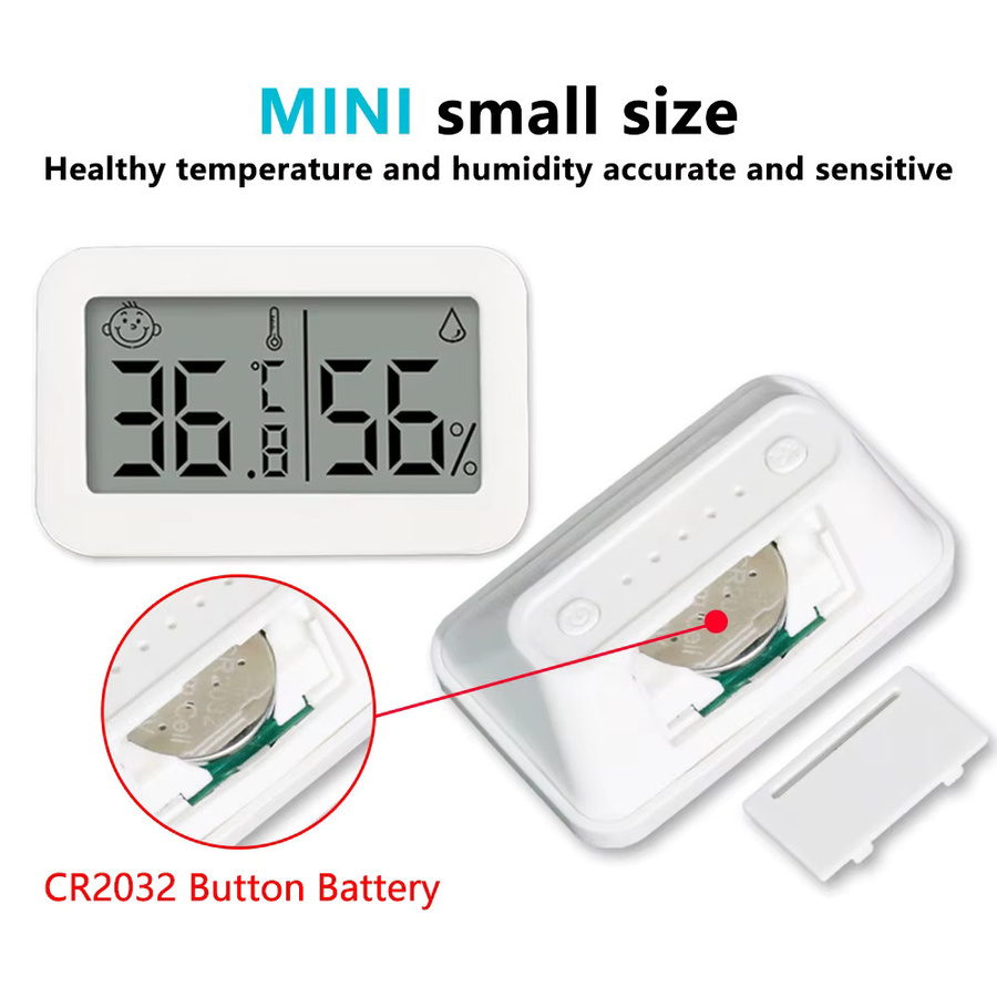 Voktta TJW-01 Mini LCD-Digitalanzeige für Temperatur und Luftfeuchtigkeit in Weiß - Bild 5