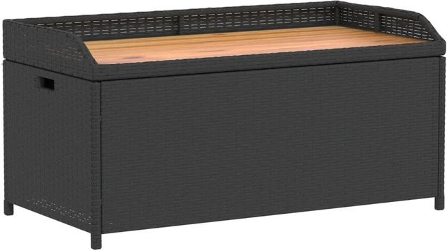 vidaXL Gartenbank mit Stauraum aus Poly-Rattan und Akazienholz in Schwarz, B/T/H: 100 x 50 x 52 cm - Bild 1