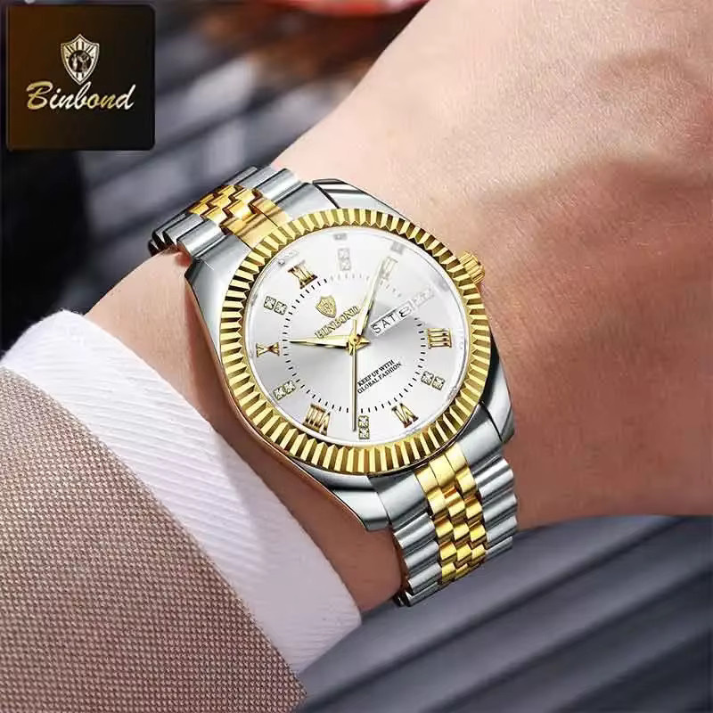BINBOND Armbanduhr Quarz, Edelstahl, Silber, Herren - Bild 4