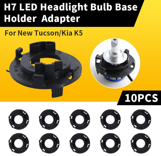 APMATAUTO 10er Set H7 LED Scheinwerfer Adapter Halterung in Schwarz für Hyundai Mistra, Tucson und KIA Carnival - Bild 1