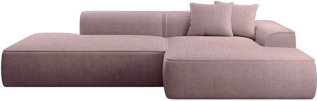 Vente-unique Ecksofa Erynel Malve in Dunkelpurpur mit Cord-Bezug, Breite: 305 cm - Bild 1