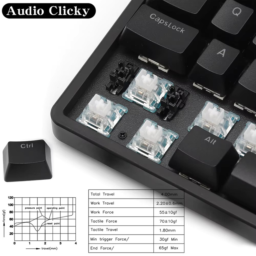 Outemu Ocean Linear Clicky Switches 3-Pin MX Silent 45g 55g RGB SMD Hot-Swappable für mechanische Tastaturen Gaming und Büro - Bild 2