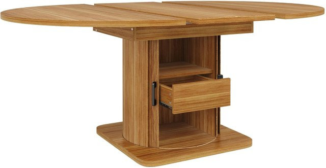 okwish Esstisch aus MDF mit Schubladen, ausziehbar, oval, Braun, B/T/H: 118 x 118 x 76 cm - Bild 1