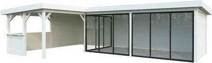 PALMAKO Pavillon Lenna aus Fichtenholz mit Pultdach, weiss lackiert, B/T/H: 916 x 628 x 245 cm - Bild 1