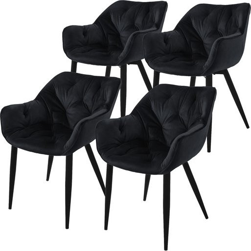 ML-Design Esszimmerstuhl 4er Set in Schwarz mit Armlehnen aus Samt und Metallgestell - Bild 1