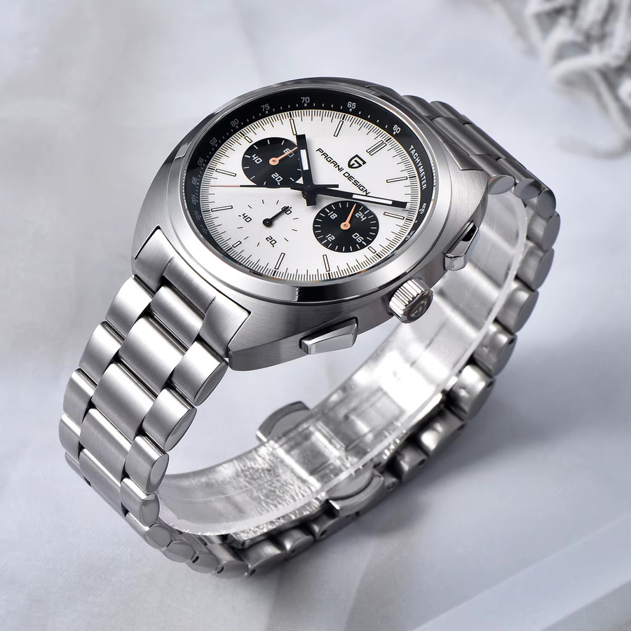 Pagani Design Chronograph, Quarz, Edelstahl, Weiß, Herren - Bild 4