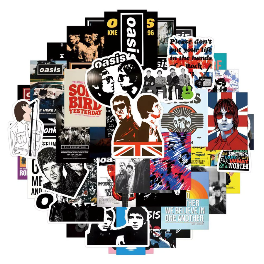 LanLanStickersWorld Oasis British Rock Band Poster-Aufkleber, 50 Stück, Multicolor - Bild 4