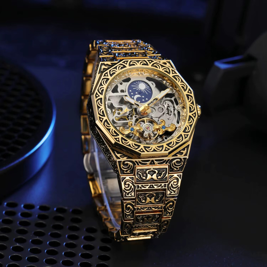 Forsining Armbanduhr, Automatik, Mondphase, Gold, Edelstahl, Herren - Bild 3