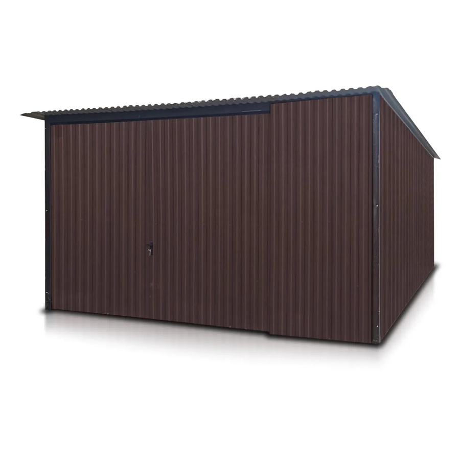 Liderstal Einzelgarage Basic aus Blech mit Pultdach und Doppelflügeltor in Dunkelbraun B: 400 cm, T: 500 cm - Bild 2