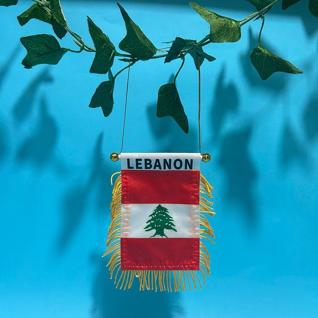 SKY FLAG Libanon Autofensterflagge aus Polyester, doppelseitig bedruckt, B/H: 12 x 8 cm - Bild 1
