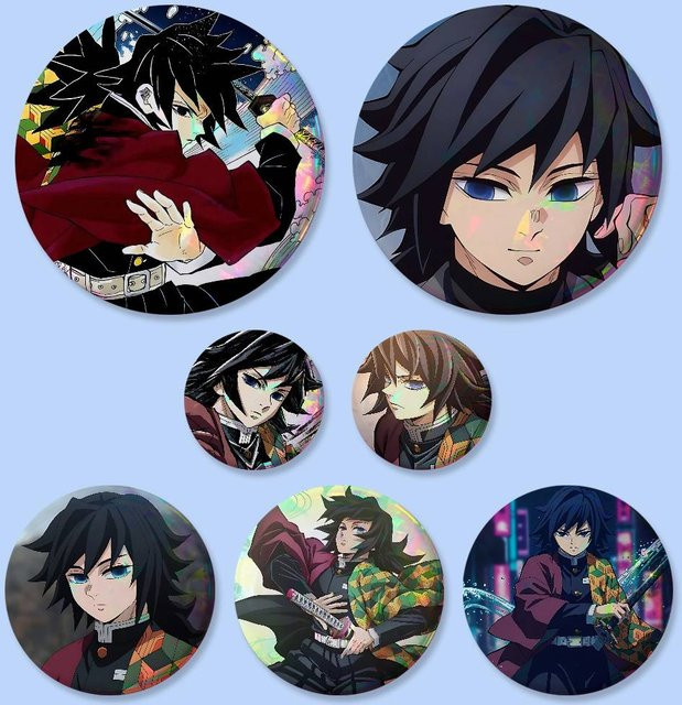 Bilibili Anstecknadel Brosche, rund, T-Tomioka G-Giyuu Abzeichen - Bild 1