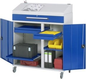 Rau Beistellschrank Stehpult 03T mobil mit Türen und Schubladen B/T/H: 110 x 52 x 111/122 cm