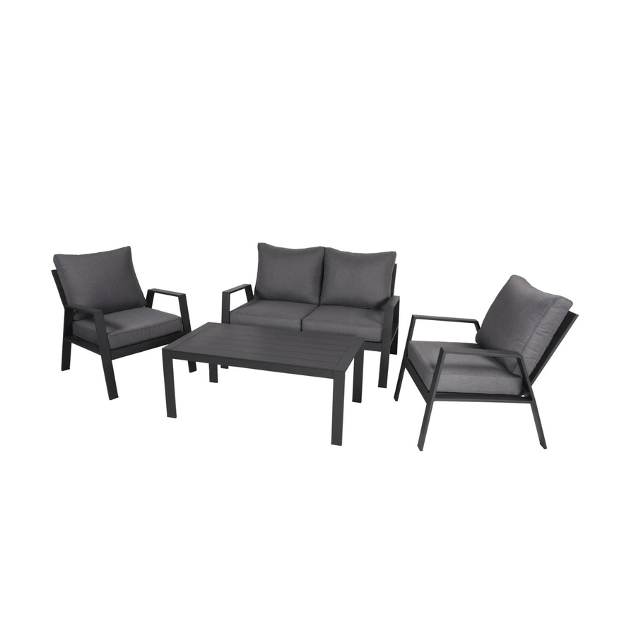 DELUKE Gartenloungeset CARMEN 4-tlg in Grau mit Aluminiumgestell und Polyesterbezug - Bild 2