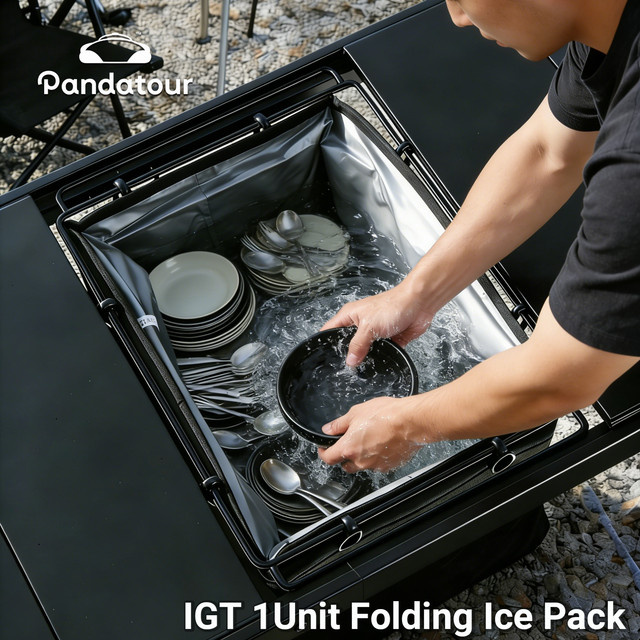 Pandatour IGT 1-Einheit Campingtisch mit Eiskübel und Wasserspeicher in Schwarz - Bild 1