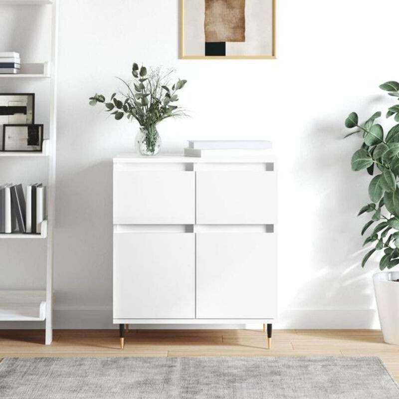 Modernes Sideboard von vidaxl in Weiß aus Holzwerkstoff und Metall im Industrial-Design, B/T/H: 60 x 35 x 70 cm - Bild 1