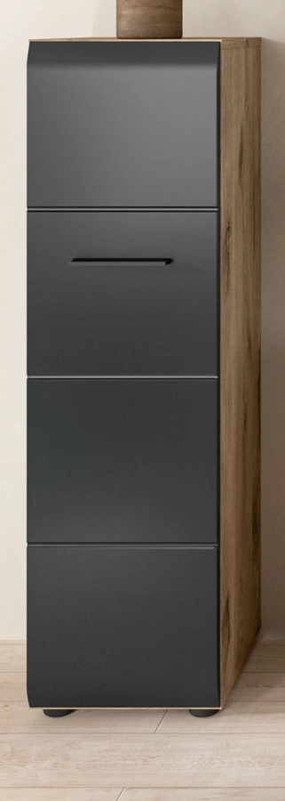 Moderne Badezimmer Kommode in Schwarz und Eiche, Wandmontiert, B: 106 cm, T: 30 cm - Bild 1