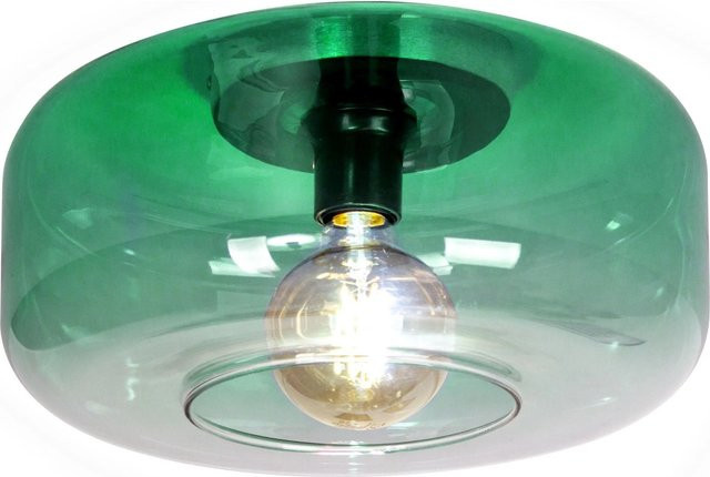 Moderne Deckenlampe von Licht-Erlebnisse aus Glas und Metall in Grün, rund, Durchmesser: 35 cm, E27 - Bild 1