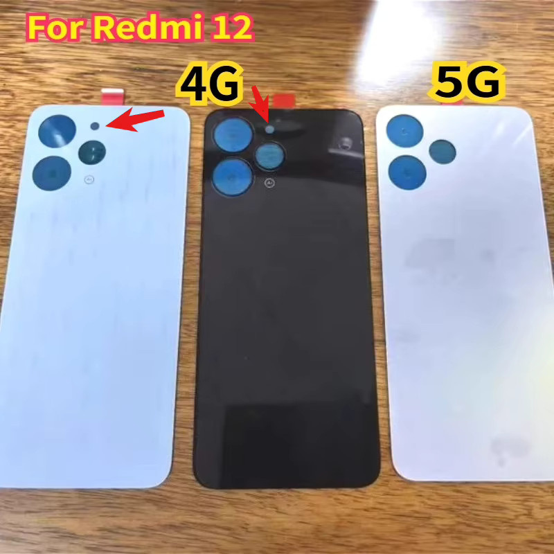 Xiaomi Ersatz Rückglas Gehäuse für Redmi 12 4G und 5G in Schwarz oder Weiß - Bild 2