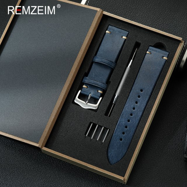 REMZEIM Uhrenarmband Echtleder, Herren, Vintage - Bild 1
