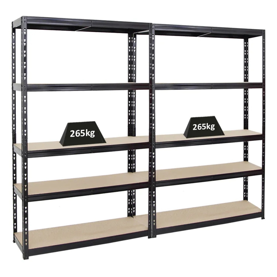 PROREGAL Schwerlastregal Giant Tiger 2er Set, Schwarz, 5-Ebenen, H x B x T: 200 x 120 x 40 cm - Bild 2