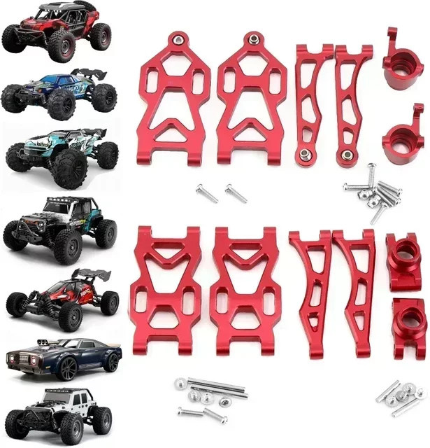 JJRC RC-Autoteile Metall-Upgrade, Auf- und Abwärtsschwingarm, Lenkungshalterung, 1:16, Rot - Bild 1