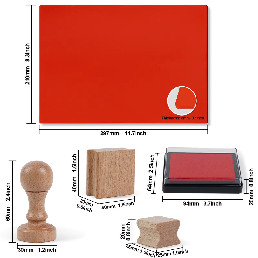 Twotrees DIY Gummimatte für Lasergravierer und CNC-Graviermaschinen in Rot und Grau, Größe A4 (21,0 x 29,7 cm) - Bild 6