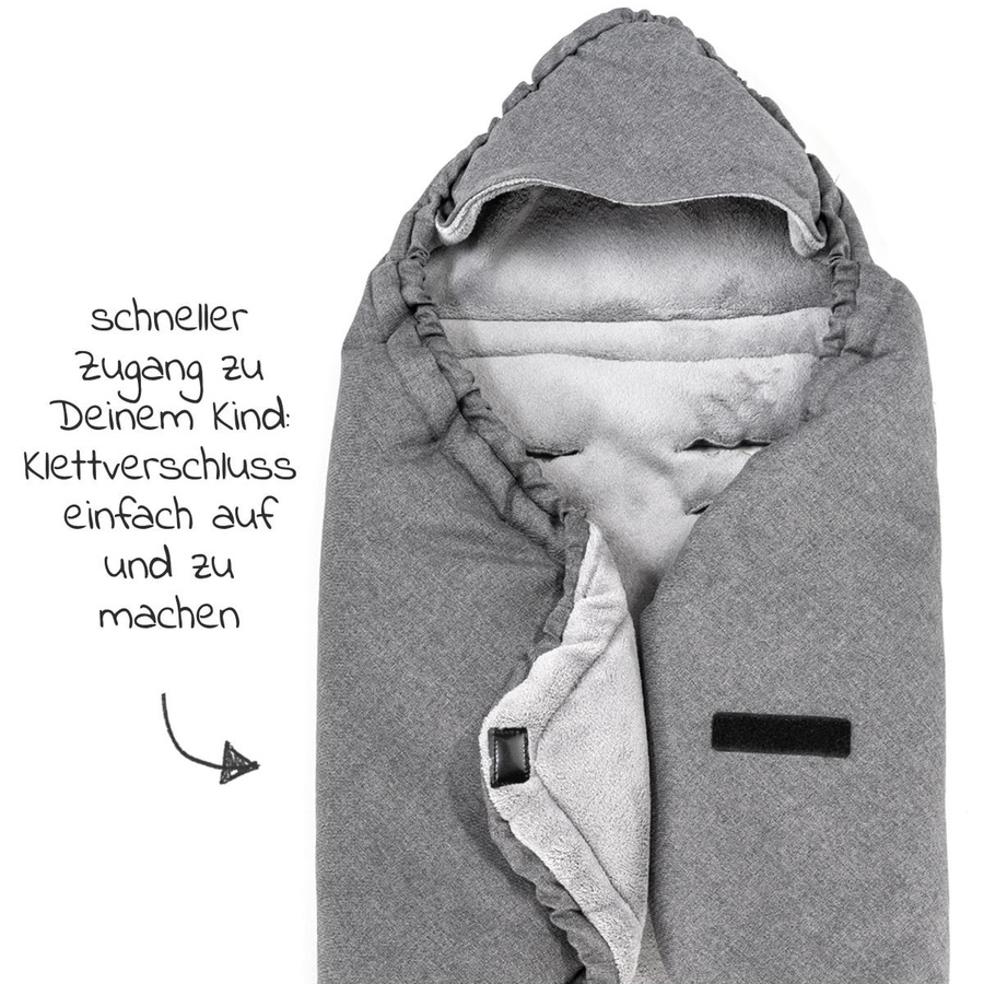 Zamboo Einschlagdecke Deluxe für Babyschalen und Babywannen, Farbe: Grau - Bild 7