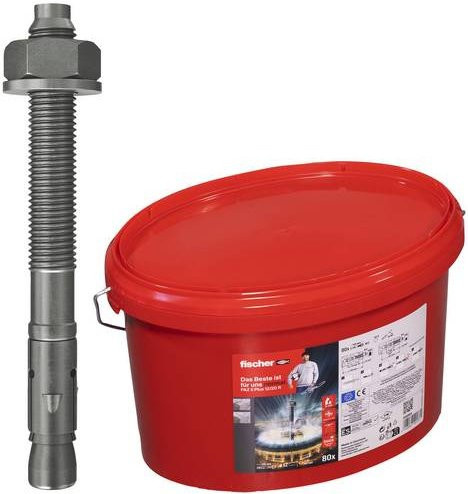 Fischer FAZ II Plus Bolzenanker 12/20 R aus Edelstahl in Silber, Länge: 119 mm, Durchmesser: 12 mm, 80 Stück - Bild 1