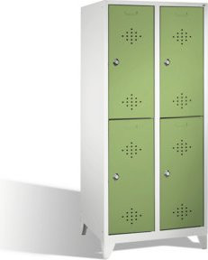C+P Doppelstockspind Classic mit 4 Fächern und Garderobenstange, Front Resedagrün, Korpus Lichtgrau, H x B x T: 185 x 81 x 50 cm - Bild 1
