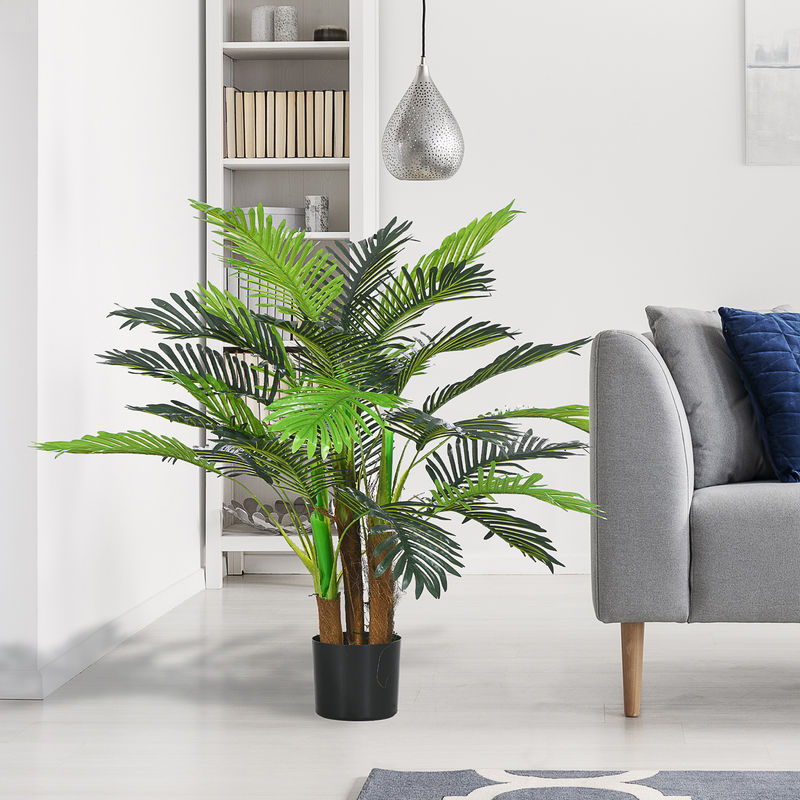HOMCOM Künstliche Palme in Grün, 100 cm hohe Kunstpflanze mit 27 Zweigen im Topf für Indoor und Outdoor - Bild 2