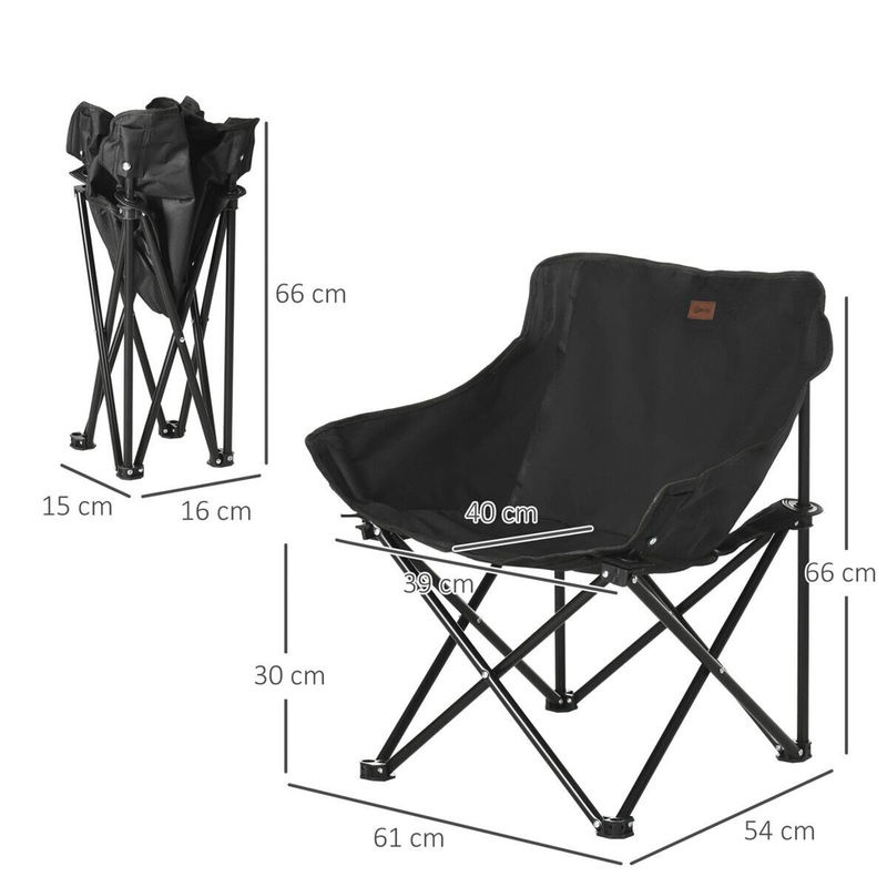 Outsunny Campingstuhl in Schwarz aus Metall und Kunststoff, B/H/L: 54 x 66 x 61 cm - Bild 4