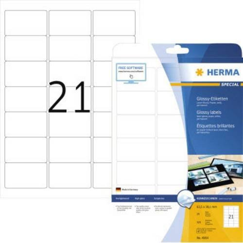 Herma Universal-Papieretiketten 4904, Weiß, glänzend, permanent haftend für Laser, B/H: 63,5 x 38,1 mm, 525 Stück - Bild 1