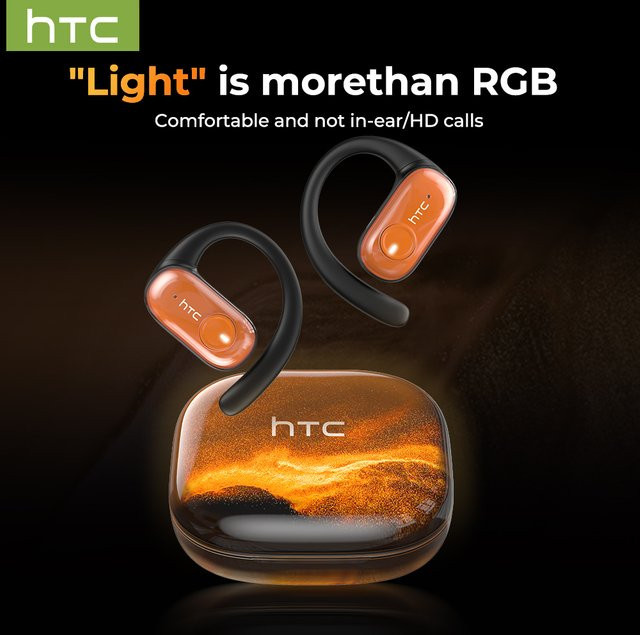 HTC NE10 KI-Übersetzer-Ohrhörer Open-Ear kabellose Bluetooth TWS Sport-Kopfhörer mit Active Noise Cancelling und IPX5 Wasserdichtigkeit in Orange - Bild 1